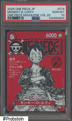 2025 ONE PIECE JPN PROMOS ONE PIECE MAGAZINE VOL.20 #014 MONKEY D. LUFFY PSA 10 - Image 1