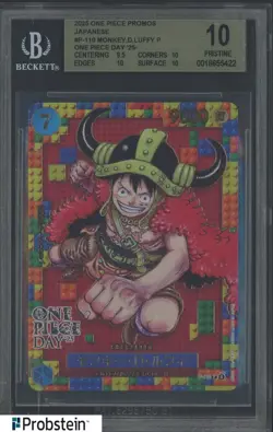 2025 One Piece Promos Japanese P-110 Monkey D. Luffy P One Piece Day '25 BGS 10 - Image 1