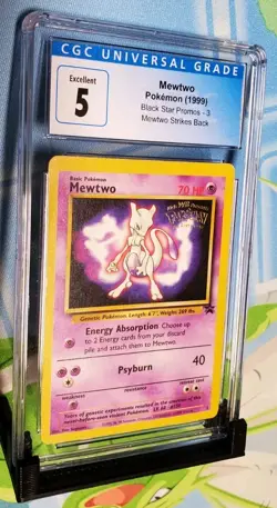 CGC Excellent 5 Mewtwo Pokemon Black Star Promo 3 Mewtwo Strikes Back - Image 1