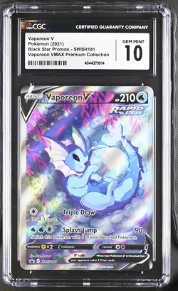 Pokemon 2021 Vaporeon V Black Star Promos SWSH181 CGC 10 - Image 1