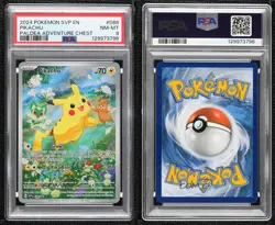 Pikachu (Paldea Adventure Chest) Holo Pokemon Scarlet & Violet Black Star PSA 8 - Image 3