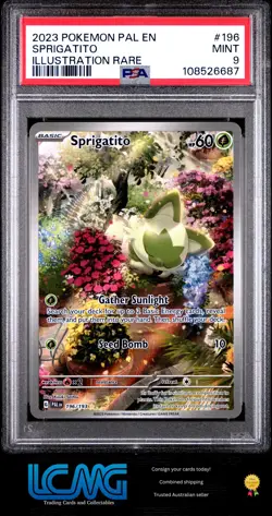 2023 Pokemon TCG Card Paldea Evolved #196 Sprigatito Illustration Rare PSA 9 - Image 1