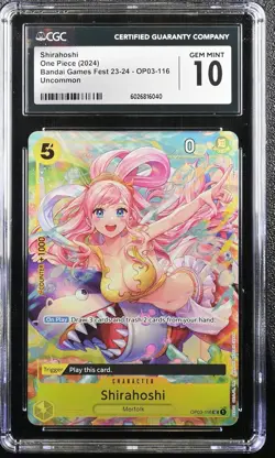 Shirahoshi OP03-116 CGC 10 Bandai Games Fest 23-24 One Piece Card - Image 1