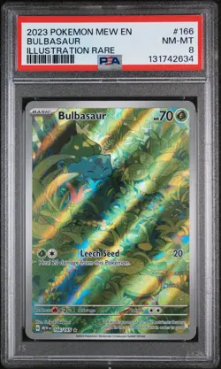 BULBASAUR 166/165 PSA 8 POKEMON 151 ILLUSTRATION RARE POKEMON CARD ENGLISH - Image 1