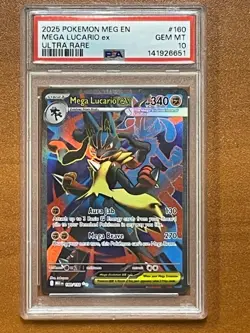 GEM MINT PSA 10 Mega Evolution Mega Lucario ex 160/132 Holo Ultra Rare Pokemon - Image 1