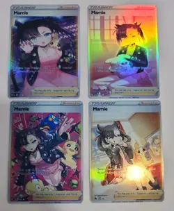 Lot of 4 Custom holo Marnie Trainer Pokemon Trading Card sleeved & top loaded - Image 1