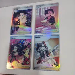 Lot of 4 Custom holo Marnie Trainer Pokemon Trading Card sleeved & top loaded - Image 2