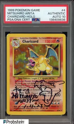 Mitsuhiro Arita Signed 1999 Pokemon Game #4 Charizard Holo PSA/DNA AUTH AUTO 10 - Image 1
