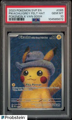 Pokemon Pikachu with Grey Felt Hat Van Gogh 085 Promo PSA 10 Graded GEM MINT - Image 1