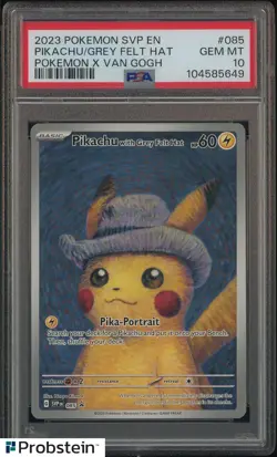 Pokemon Pikachu with Grey Felt Hat Van Gogh 085 Promo PSA 10 Graded GEM MINT - Image 1