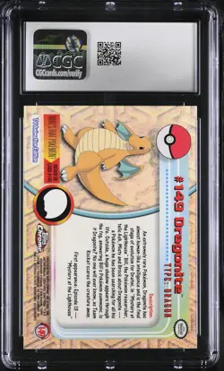 CGC 10 GEM MINT Dragonite Topps 2000 Chrome Series 2 149 Chrome Pokemon Card - Image 2