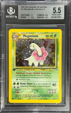 Pokemon 2000 Meganium Neo Genesis 1st Edition #10 Holo R BGS 5.5 - Image 1