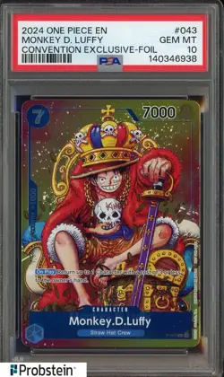 2024 One Piece EN Convention Exclusive Foil #043 Monkey D. Luffy PSA 10 GEM MINT - Image 1