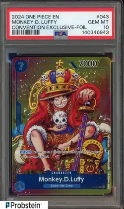 2024 One Piece EN Convention Exclusive Foil #043 Monkey D. Luffy PSA 10 GEM MINT - Image 1