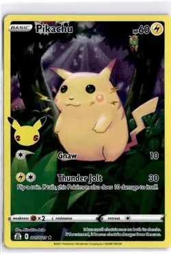 Pikachu Card 5/25 Celebrations Holo Pokemon TCG NM - Image 1