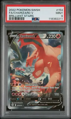Charizard V Alt Full Art 154/172 Pokemon Cards Brilliant Stars PSA 9 MINT - Image 1