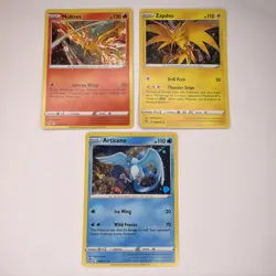 Articuno, Zapdos, Moltres Cosmos Holo 3 CARD SET 021/172 036/195 48/185 NM SWIRL - Image 1
