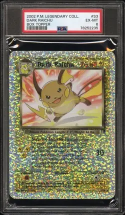 Pokemon Dark Raichu 2002 Legendary Collection Box Topper #S3 PSA 6 - Image 1
