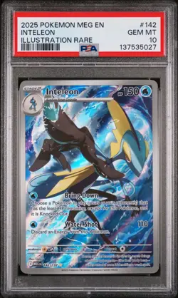 2025 POKEMON MEG EN-MEGA EVOLUTION ILLUSTRATION RARE #142 INTELEON PSA 10 - Image 1