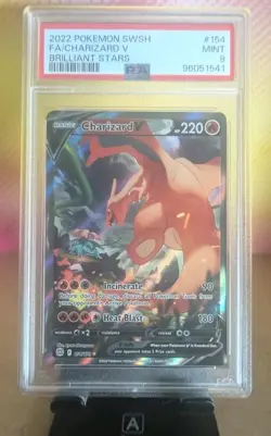 2022 POKEMON SWORD & SHIELD BRILLIANT STARS #154 FULL ART/CHARIZARD V PSA 9 - Image 1