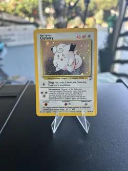 Pokemon TCG Clefairy Base Set Holo Unlimited 5/102 WOTC Condition MP Swirl - Image 1