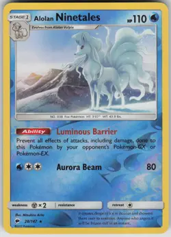 Pokemon TCG Alolan Ninetales Rare Reverse Holo SM - Burning Shadows 28/147 - Image 1