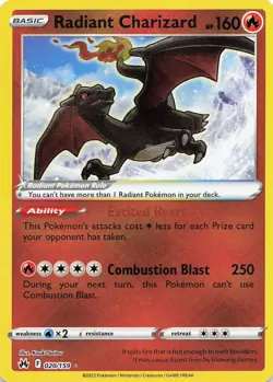 POKEMON Radiant Charizard #020/159 Holo Crown Zenith NM - Image 1