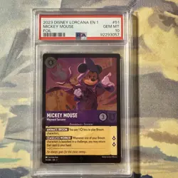 FOIL Disney Lorcana Mickey Mouse Wayward Sorcerer 51/204 PSA 10 Gem Mint 2023 - Image 1