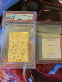 1999 Burger King Pokemon 23K Gold-Plated Cards CHARIZARD #06 PSA 6 EX-MT RARE - Image 1