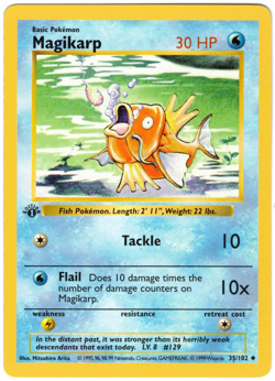 Magikarp 35/102 Base Set 1st Edition Regular Rare Vintage Pokemon Card - Image 1
