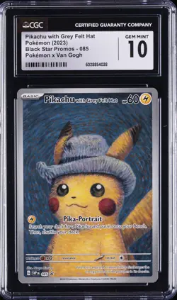 2023 BLACK STAR PROMO POKEMON X VAN GOGH PIKACHU WITH GREY FELT HAT CGC 10 - Image 1