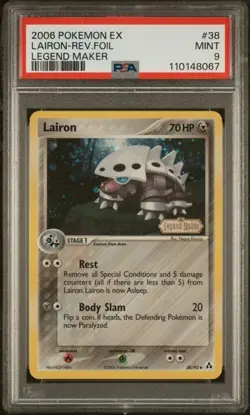 Pokemon Lairon Legend Maker Reverse Holo Swirl #38 PSA 9 MINT - Image 1