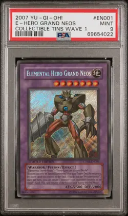 Yu-Gi-Oh! Elemental Hero Grand Neos, Secret Rare, 2007, CT04-EN001 Limited PSA 9 - Image 1