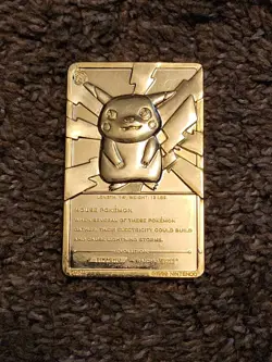 1999 Pokemon Pikachu Gold Plated Trading Card Burger King - Image 2