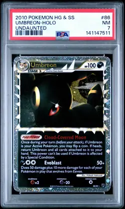 2010 POKEMON HEARTGOLD & SOULSILVER UNDAUNTED #86 UMBREON-HOLO PSA 7 - Image 1