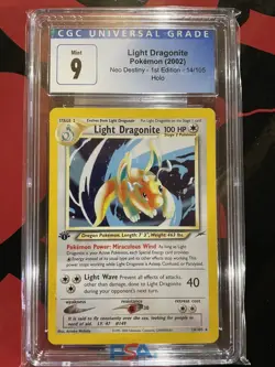 Pokemon Light Dragonite 2002 Neo Destiny #14 1st Edition Holo CGC 9 Mint - Image 1