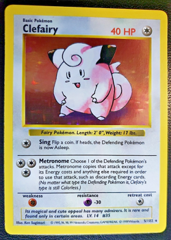 1999 Pokemon Shadowless #5 Clefairy Holo Base - Image 1