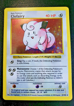 1999 Pokemon Shadowless #5 Clefairy Holo Base - Image 3
