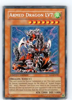 Yu-Gi-Oh Armed Dragon LV7 SD1-ENDE1 Limited Edition Secret Rare Card MP-LP - Image 1