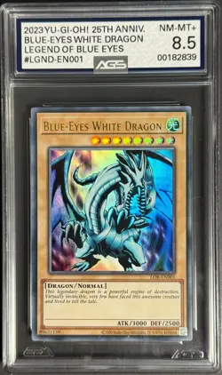 2023 Yu-Gi-Oh! 25th Anniv. Blue-Eyes White Dragon Legend of Blue Eyes AGS 8.5 - Image 1