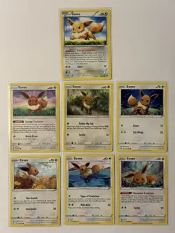 Pokemon TCG Eevee Lot Of 7 Cards - No Duplicates - All Near Mint Condition! - Image 1