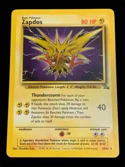 Pokemon Fossil ZAPDOS - 30/62 Regular ( 1999 Wizards ) LP - Image 1
