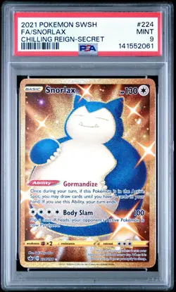 2021 POKEMON SWORD & SHIELD CHILLING REIGN SECRET #224 FULL ART/SNORLAX PSA 9 - Image 1