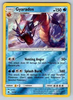 2017 Pokemon TCG Sun & Moon Burning Shadows Gyarados Reverse Holo Rare 33/147 NM - Image 1