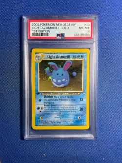 2002 POKEMON LIGHT AZUMARILL 1ST EDITION HOLO #13 NEO DESTINY PSA 8 VINTAGE - Image 1