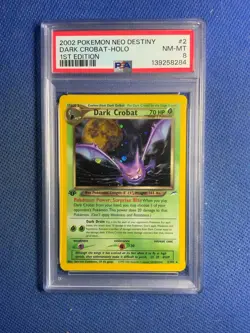 2002 POKEMON NEO DESTINY 1ST ED #2 DARK CROBAT-HOLO PSA 8 - Image 1