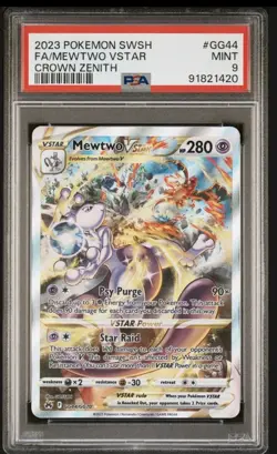 PSA 9 Mewtwo VSTAR GG44/GG70 Crown Zenith: Galarian Gallery Pokemon Card MINT! - Image 1