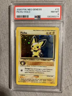 Rare Near Mint Holographic Pichu 12/111 Pokemon Card Graded PSA 8 - Image 1
