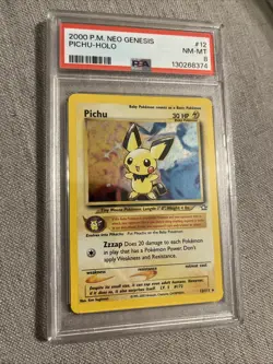 Rare Near Mint Holographic Pichu 12/111 Pokemon Card Graded PSA 8 - Image 2