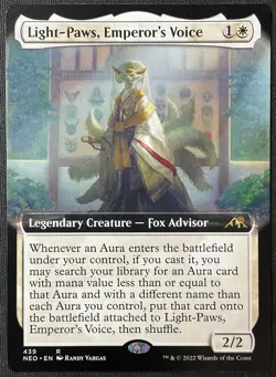 MTG Kamigawa: Neon Dynasty #439 Light-Paws, Emperor's Voice (Extended Art) NM - Image 1